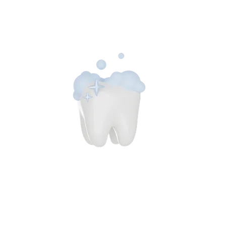 Tooth Cleaning Brushing Teeth With Bleaching Effect 3 D Render Icon 3D Icon