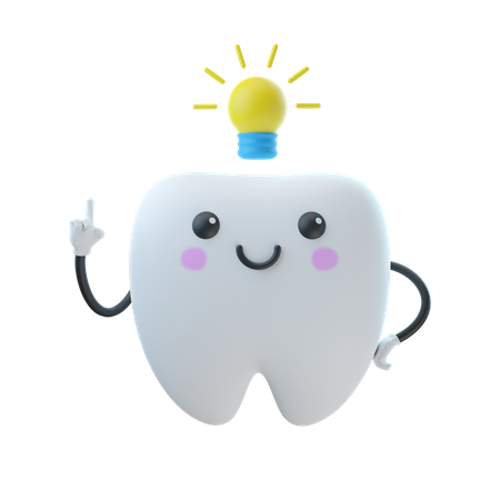 Tooth Have An Idea 3D Illustration