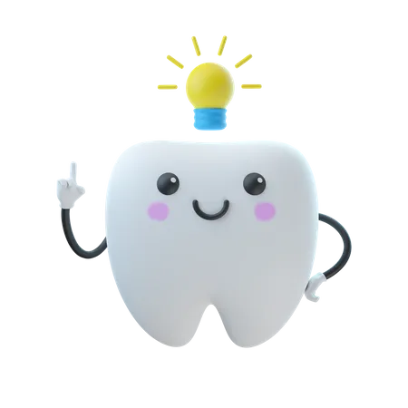 Tooth Have An Idea  3D Illustration