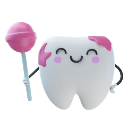 Tooth Holding Candy  3D Illustration