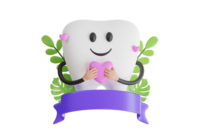 Tooth Holding Heart  3D Icon