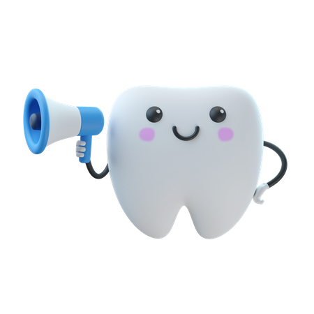 Tooth Holding Megaphone  3D Illustration