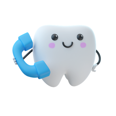 Tooth Holding Phone  3D Illustration