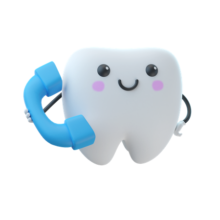 Tooth Holding Phone 3D Illustration