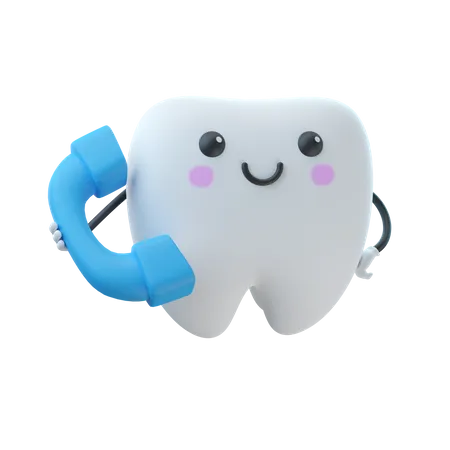 Tooth Holding Phone  3D Illustration