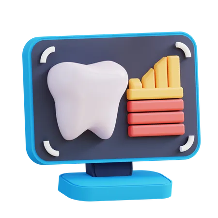 3 D Illustration Computer Showing Dental Health Percentage 3D Icon
