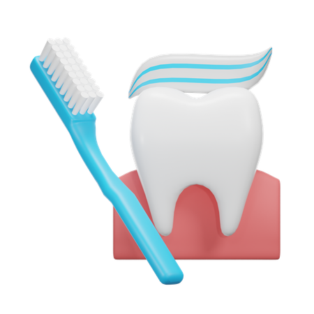 Tooth With Tooth Brush  3D Icon