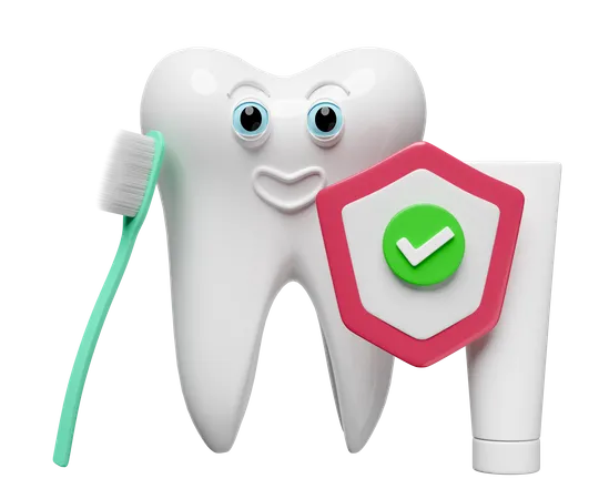 Tooth with toothpaste  3D Illustration