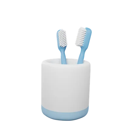 Toothbrush In Cup 3D Icon