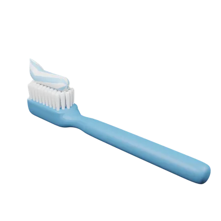 Toothbrush With Toothpaste 3D Icon