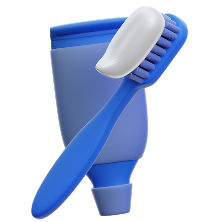 Toothbrush And Toothpasta  3D Icon