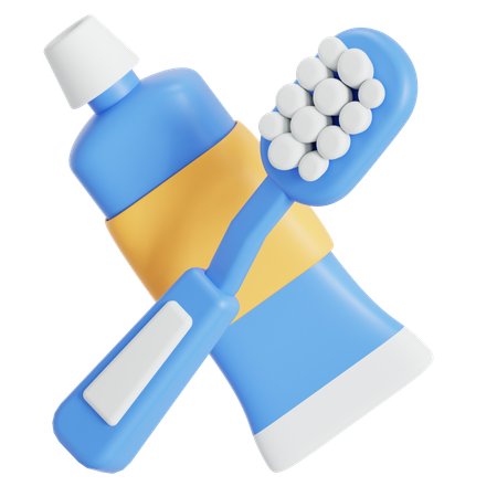 Toothbrush and toothpaste  3D Icon