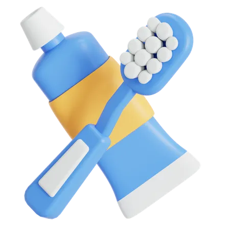 Toothbrush and toothpaste  3D Icon