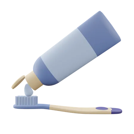 Toothpaste And Brush  3D Icon