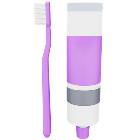 Toothpaste and Brush  3D Icon