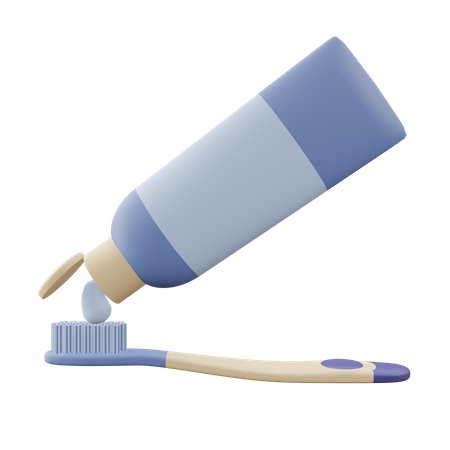 Toothpaste And Brush  3D Icon