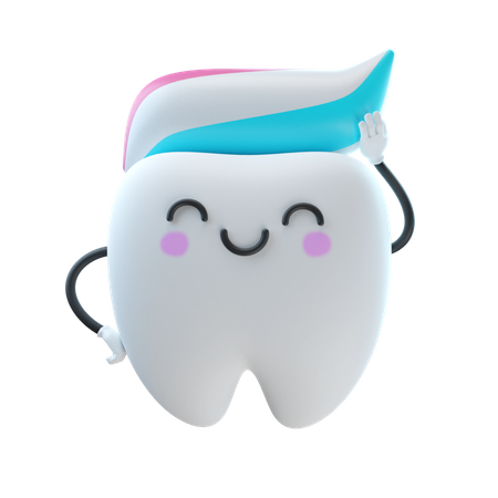 Toothpaste On Tooth  3D Illustration