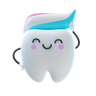 toothpaste on teeth emoji 3d