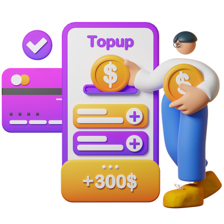 残高を補充する  3D Icon