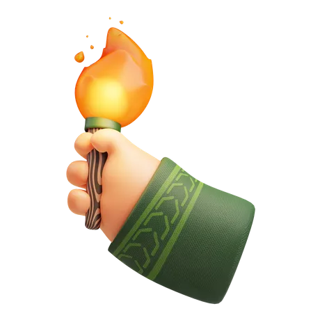 Hand Grab A Torch 3D Icon