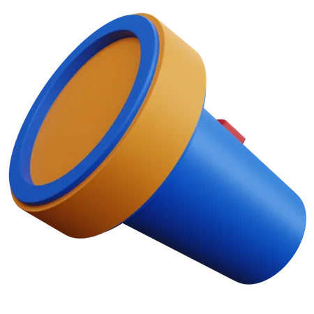 3 D Rendering Blue Flashlight Isolated 3D Icon