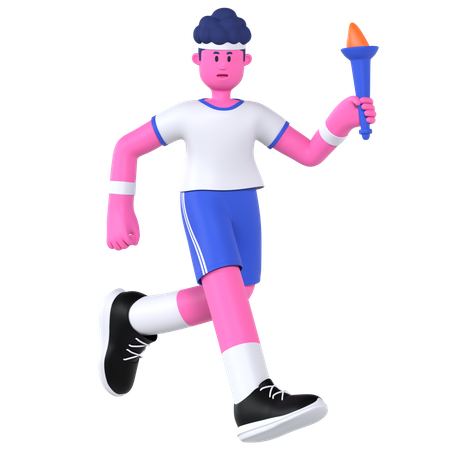 Torch Olympic Player  3D Illustration
