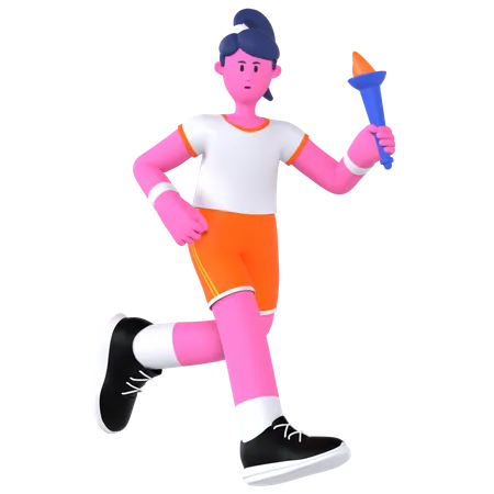 Torch Olympic Player  3D Illustration