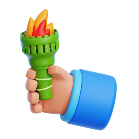 Main tenant une torche en bambou  3D Icon