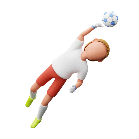 Torwart verwirft Ball  3D Illustration