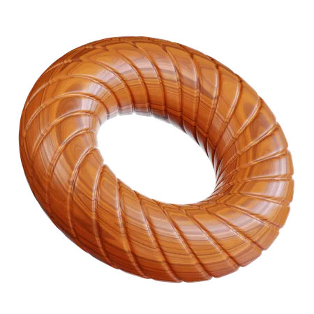 Torus de madera con vetas en espiral  3D Icon