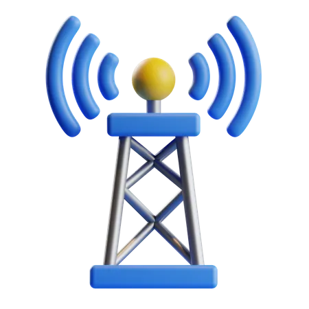 Torre De Comunicacion 3 D Con Transmision De Senal De Datos 3D Icon
