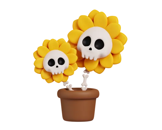 Totenkopf Blume  3D Icon