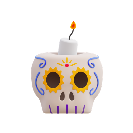 Totenkopfkerze  3D Illustration