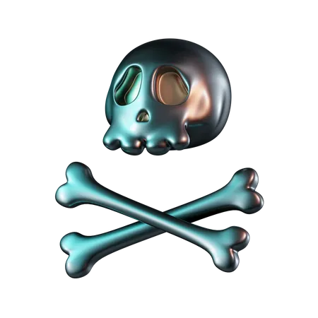 Totenkopf mit gekreuzten Knochen  3D Icon