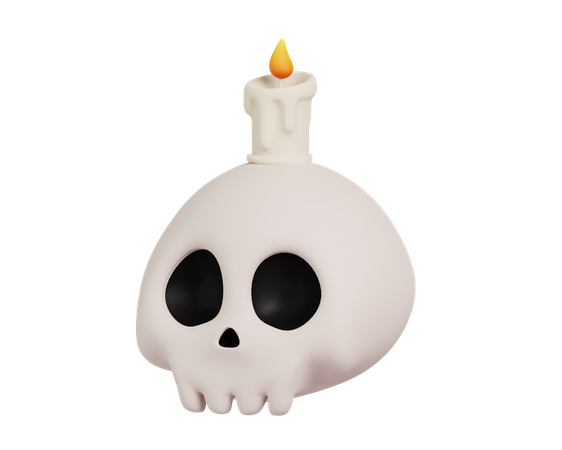 Totenkopf mit Kerze  3D Icon