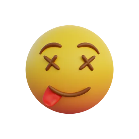 Totes Gesicht und herausgestreckte Zunge  3D Emoji