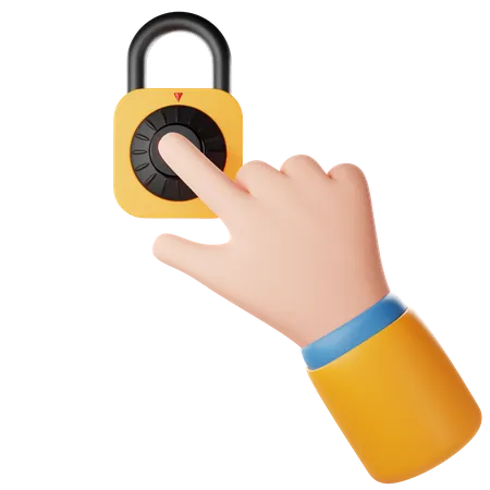 Touch Lock Hand Gesture  3D Icon