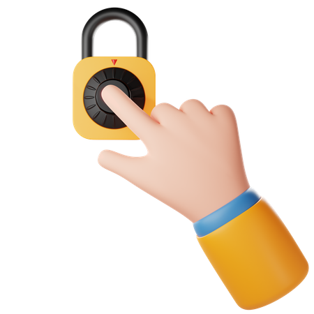 Touch Lock Hand Gesture  3D Icon