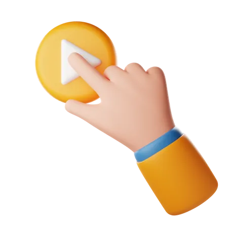 Touch Play Button Hand Gesture  3D Icon