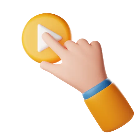 Touch Play Button Hand Gesture 3D Icon