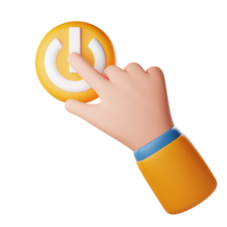 Touch Power Button Hand Gesture  3D Icon