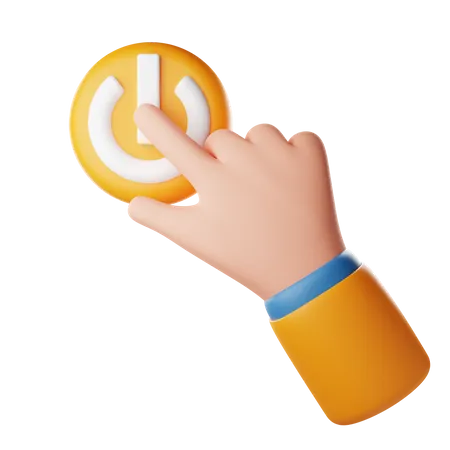 Touch Power Button Hand Gesture  3D Icon