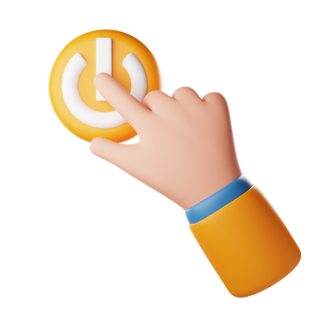 Touch Power Button Hand Gesture 3D Icon