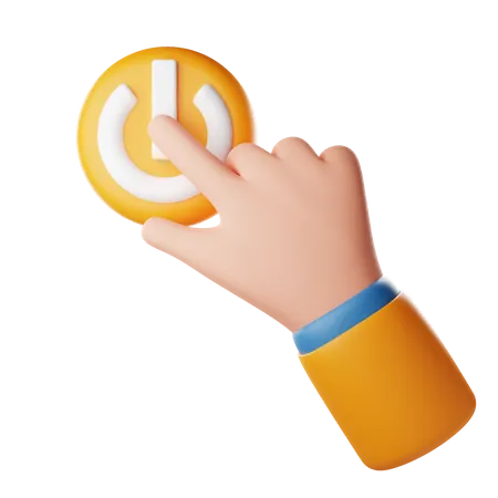 Touch Power Button Hand Gesture 3D Icon