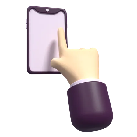 Berühren Sie das Smartphone mit der Hand  3D Icon