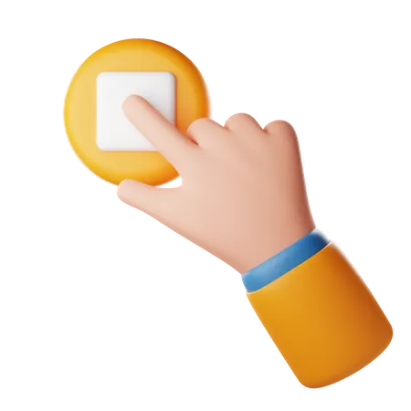 Touch Stop Button Hand Gesture  3D Icon