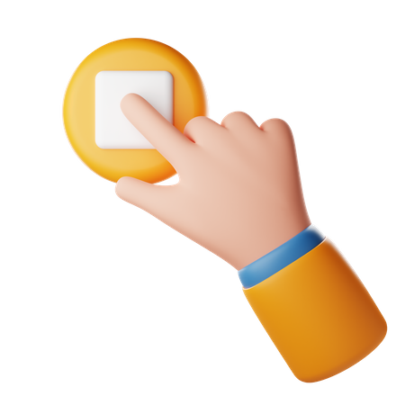 Touch Stop Button Hand Gesture 3D Icon