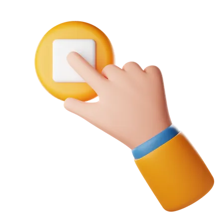 Touch Stop Button Hand Gesture 3D Icon