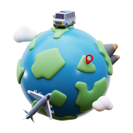 Tour du monde  3D Icon