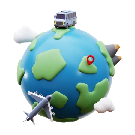 Tour du monde  3D Icon